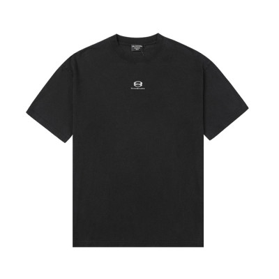 발렌시아가 남성 크루넥 블랙 반팔티 - Mens Black Tshirts - bal01302x