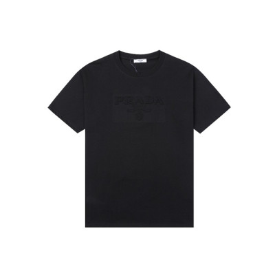 프라다 남성 크루넥 블랙 반팔티 - Mens Black Tshirts - Pra02611x