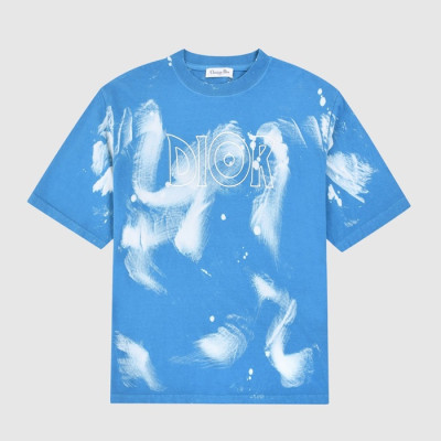 디올 남성 크루넥 블루 반팔티 - Mens Blue Tshirts - dio01705x