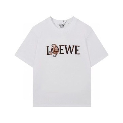 로에베 남성 이니셜 화이트 반팔티 - Mens White Tshirts - loe0571x