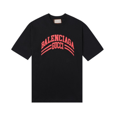 발렌시아가 남성 크루넥 블랙 반팔티 - Mens Black Tshirts - bal01307x