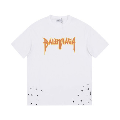 발렌시아가 남성 크루넥 화이트 반팔티 - Mens White Tshirts - bal01309x