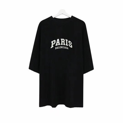 발렌시아가 남성 크루넥 블랙 반팔티 - Mens Black Tshirts - bal01312x