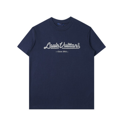 루이비통 남성 크루넥 네이비 반팔티 - Mens Navy Tshirts - lou04006x