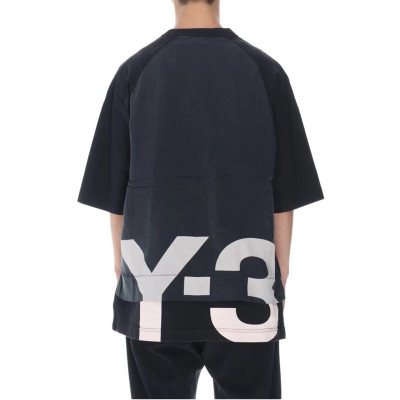 요지야마모토 남성 블랙 크루넥 반팔티 - Mens Black Tshirts - y3/0148x