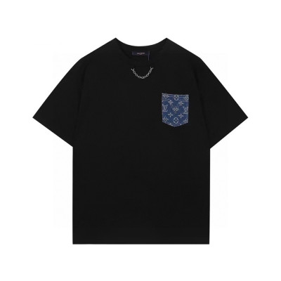 루이비통 남성 크루넥 블랙 반팔티 - Mens Black Tshirts - lou04018x