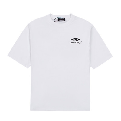 발렌시아가 남성 크루넥 화이트 반팔티 - Mens White Tshirts - bal01338x