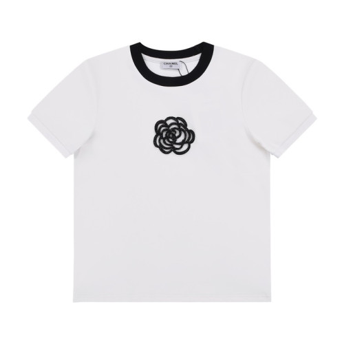 샤넬 여성 크루넥 화이트 반팔티 - Womens White Tshirts - chl0853x