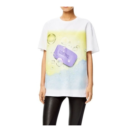 로에베 여성 이니셜 화이트 반팔티 - Loewe Womens White Tshirt - loe579x