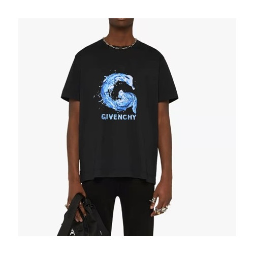지방시 남성 크루넥 블랙 반팔티 - Mens Black Tshirts - giv0633x