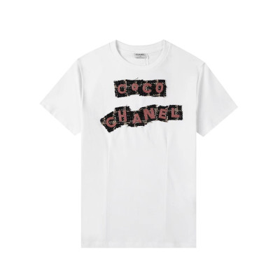 샤넬 남/여 크루넥 화이트 반팔티 - Unisex White Tshirts - chl0861x