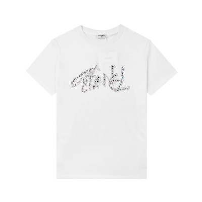 샤넬 여자 크루넥 화이트 반팔티 - Womens White Tshirts - chl0863x