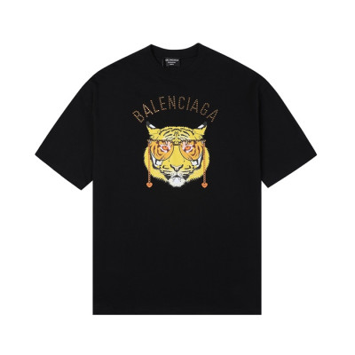 발렌시아가 여성 크루넥 블랙 반팔티 - Womens Black Tshirts - bal01352x