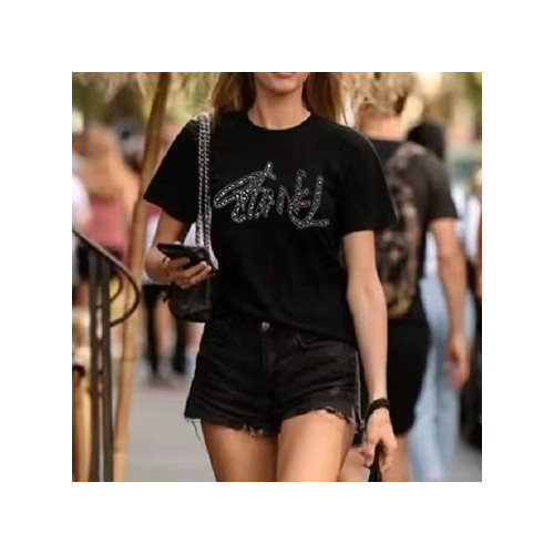 샤넬 여자 크루넥 블랙 반팔티 - Womens Black Tshirts - chl0865x