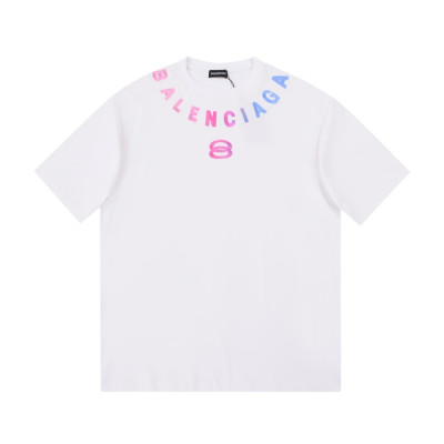 발렌시아가 남/녀 크루넥 화이트 반팔티 - Unisex White Tshirts - bal01361x