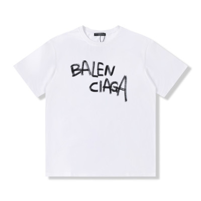 발렌시아가 남성 크루넥 화이트 반팔티 - Mens White Tshirts - bal01367x