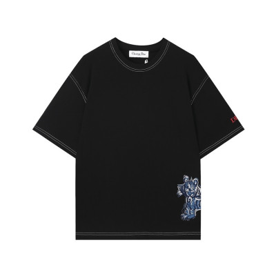 디올 남성 크루넥 블랙 반팔티 - Mens Black Tshirts - dio01737x