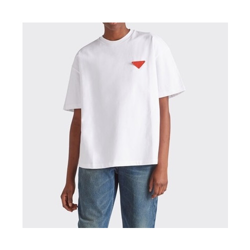 프라다 남성 크루넥 화이트 반팔티 - Mens White Tshirts - Pra02644x