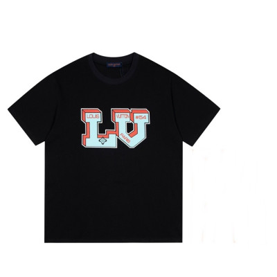 루이비통 남성 블랙 크루넥 반팔티 - Mens Black Tshirts - lou04107x