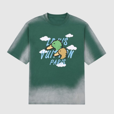 루이비통 남성 그린 크루넥 반팔티 - Mens Green Tshirts - lou04115x