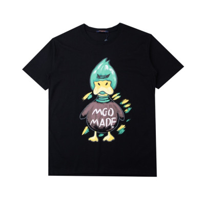 루이비통 남성 블랙 크루넥 반팔티 - Mens Black Tshirts - lou04134x