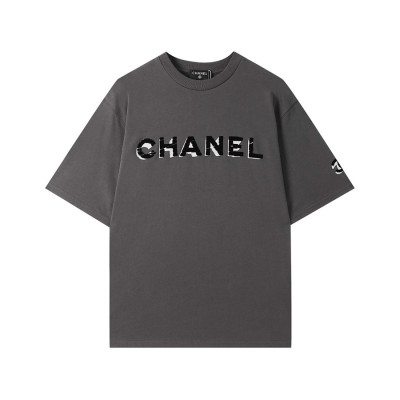 샤넬 남/녀 크루넥 그레이 반팔티 - Unisex Gray Tshirts - chl0878x