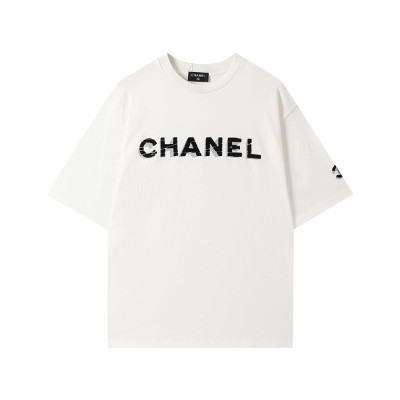 샤넬 남/녀 크루넥 화이트 반팔티 - Unisex White Tshirts - chl0879x