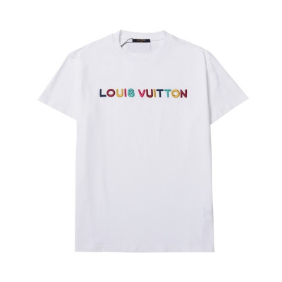 루이비통 남성 화이트 크루넥 반팔티 - Mens White Tshirts - lou04143x