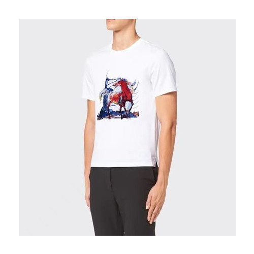 에르메스 남자 화이트 크루넥 반팔티 - Mens White Tshirts - her0745x