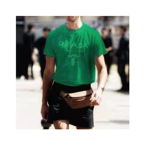 프라다 남성 그린 크루넥 반팔티 - Mens Green Tshirts - Pra02660x