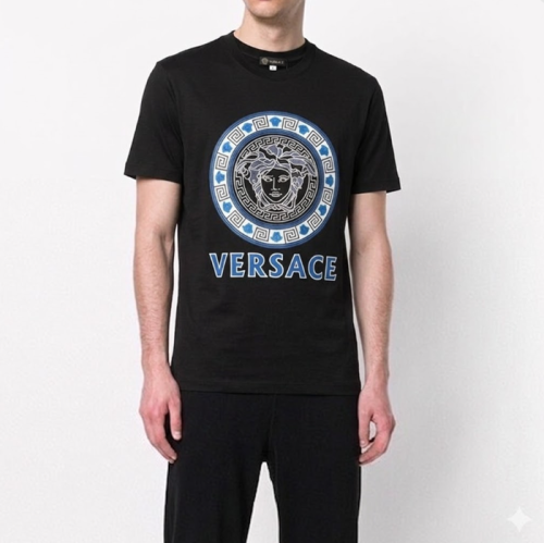 베르사체 남성 블랙 크루넥 반팔티 - Mens Black Tshirts - ver0894x