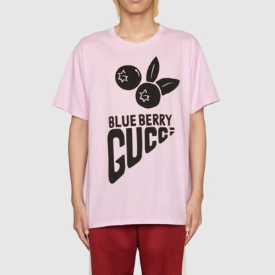 구찌 남성 크루넥 핑크 반팔티 - Mens Pink Tshirts - guc04752x