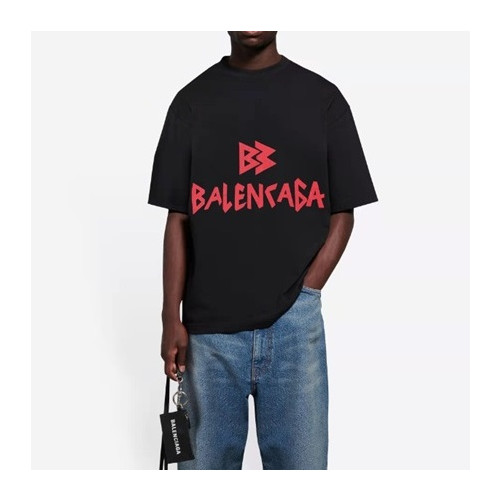 발렌시아가 남성 블랙 크루넥 반팔티 - Mens Black Tshirts - bal01411x