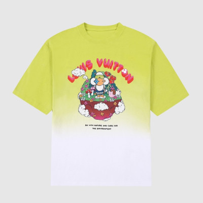 루이비통 남성 그린 크루넥 반팔티 - Mens Green Tshirts - lou04183x