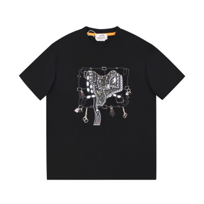 에르메스 남자 블랙 크루넥 반팔티 - Mens Black Tshirts - her0751x