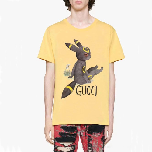 구찌 남성 크루넥 옐로우 반팔티 - Mens Yellow Tshirts - guc04763x