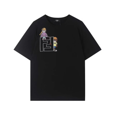 펜디 남/녀 크루넥 블랙 반팔티 - Unisex Black Tshirts - fen01185x