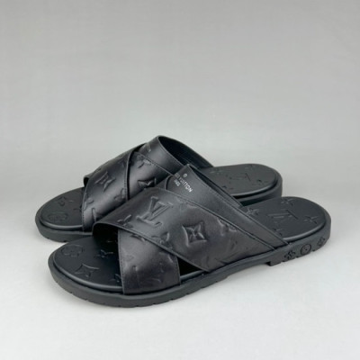 루이비통 남성 클래식 블랙 슬리퍼 - Mens Black Slippers - lou04237x