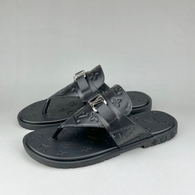 루이비통 남성 이니셜 블랙 슬리퍼 - Mens Black Slippers - lou04238x