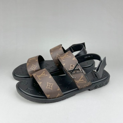 루이비통 남성 이니셜 브라운 슬리퍼 - Mens Brown Slippers - lou04247x