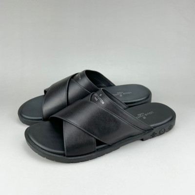 루이비통 남성 이니셜 블랙 슬리퍼 - Mens Black Slippers - lou04265x