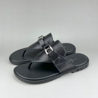 루이비통 남성 이니셜 블랙 슬리퍼 - Mens Black Slippers - lou04266x