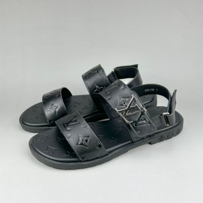 루이비통 남성 이니셜 블랙 슬리퍼 - Mens Black Slippers - lou04267x