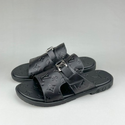 루이비통 남성 이니셜 블랙 슬리퍼 - Mens Black Slippers - lou04268x