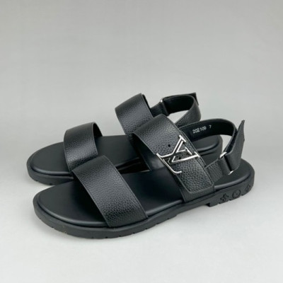 루이비통 남성 이니셜 블랙 샌드 - Mens Black Sandals - lou04271x