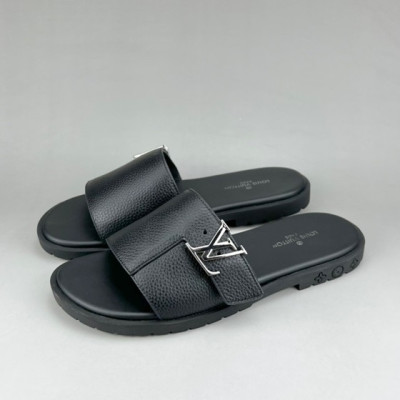 루이비통 남성 이니셜 블랙 슬리퍼 - Mens Black Slippers - lou04274x