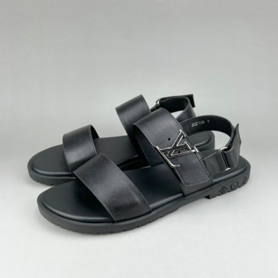 루이비통 남성 이니셜 블랙 샌들 - Mens Black Sandals - lou04276x