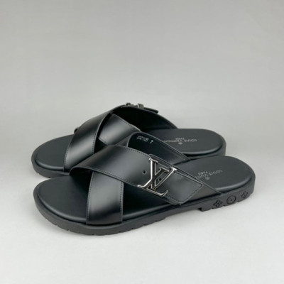 루이비통 남성 이니셜 블랙 슬리퍼 - Mens Black Slippers - lou04291x