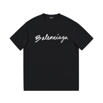 발렌시아가 남성 크루넥 블랙 반팔티 - Mens Black Tshirts - bal01481x