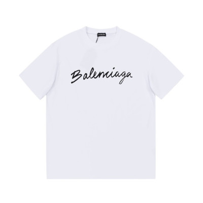 발렌시아가 남성 크루넥 화이트 반팔티 - Mens White Tshirts - bal01482x